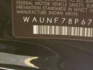 VIN prefix WAUNF78P67A2