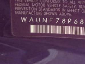 VIN prefix WAUNF78P68A1