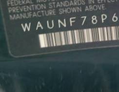 VIN prefix WAUNF78P68A8