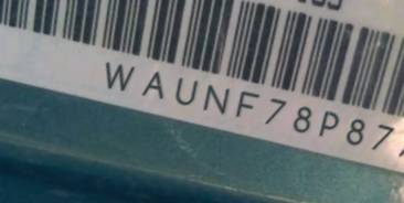 VIN prefix WAUNF78P87A0