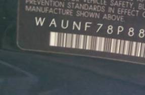VIN prefix WAUNF78P88A0