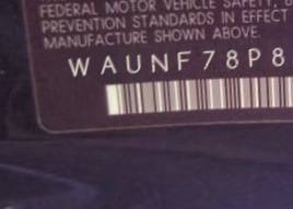 VIN prefix WAUNF78P88A1