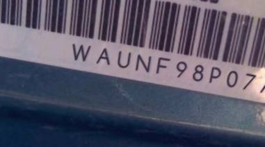 VIN prefix WAUNF98P07A0