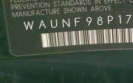 VIN prefix WAUNF98P17A0