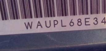 VIN prefix WAUPL68E34A2