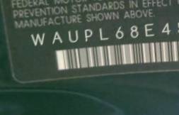 VIN prefix WAUPL68E45A0