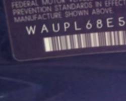 VIN prefix WAUPL68E55A0