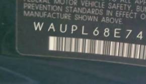 VIN prefix WAUPL68E74A2