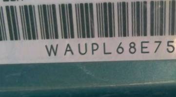 VIN prefix WAUPL68E75A0