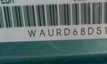 VIN prefix WAURD68D51A0