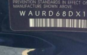 VIN prefix WAURD68DX1A1
