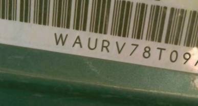 VIN prefix WAURV78T09A0