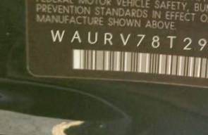 VIN prefix WAURV78T29A0