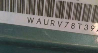 VIN prefix WAURV78T39A0