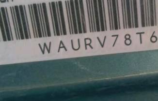 VIN prefix WAURV78T69A0