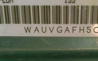 VIN prefix WAUVGAFH5CN0