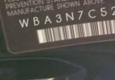 VIN prefix WBA3N7C52GK2
