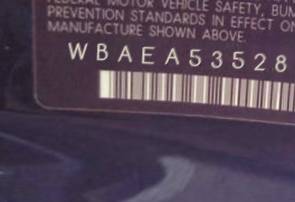 VIN prefix WBAEA53528CV