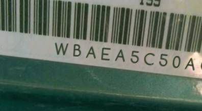 VIN prefix WBAEA5C50ACV