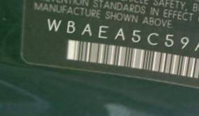 VIN prefix WBAEA5C59ACV