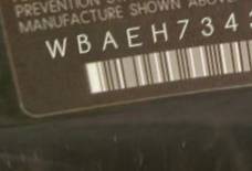 VIN prefix WBAEH73435B1