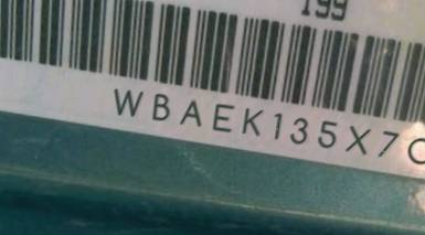 VIN prefix WBAEK135X7CV