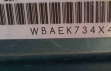 VIN prefix WBAEK734X4B3
