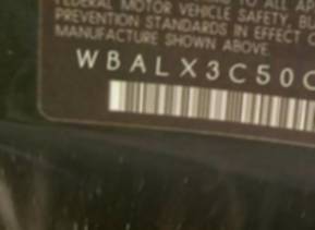 VIN prefix WBALX3C50CC5