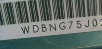 VIN prefix WDBNG75J02A2