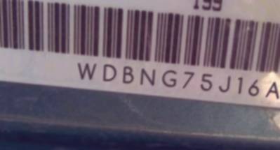 VIN prefix WDBNG75J16A4