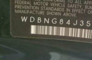 VIN prefix WDBNG84J35A4