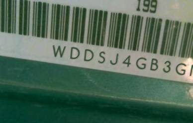 VIN prefix WDDSJ4GB3GN3