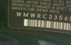 VIN prefix WMWRC33565TK