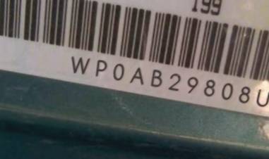 VIN prefix WP0AB29808U7