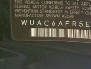 VIN prefix WUAC6AFR5EA9