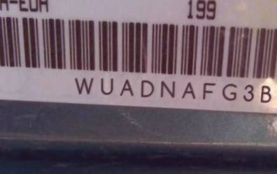 VIN prefix WUADNAFG3BN0