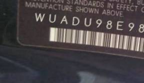 VIN prefix WUADU98E98N9