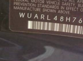 VIN prefix WUARL48H76K9