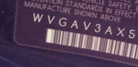 VIN prefix WVGAV3AX5DW5