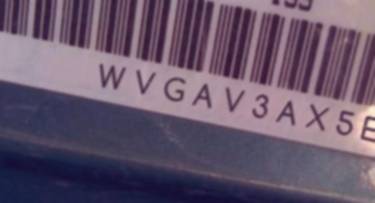 VIN prefix WVGAV3AX5EW0