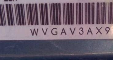 VIN prefix WVGAV3AX9DW5