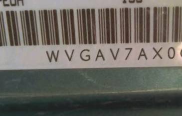 VIN prefix WVGAV7AX0CW0