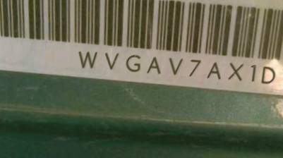 VIN prefix WVGAV7AX1DW5