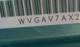 VIN prefix WVGAV7AX2BW0