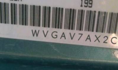 VIN prefix WVGAV7AX2CW5
