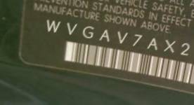 VIN prefix WVGAV7AX2FW5