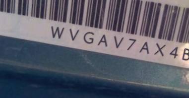 VIN prefix WVGAV7AX4BW0