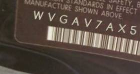 VIN prefix WVGAV7AX5CW0