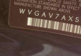 VIN prefix WVGAV7AX5GW5