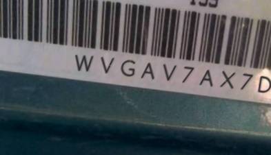 VIN prefix WVGAV7AX7DW5